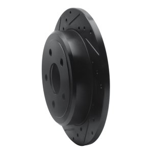 Jeep Grand Cherokee Brake Rotor (1) - Rear Left - R1 Concepts - Drilled & Slotted - Black - `05-`10